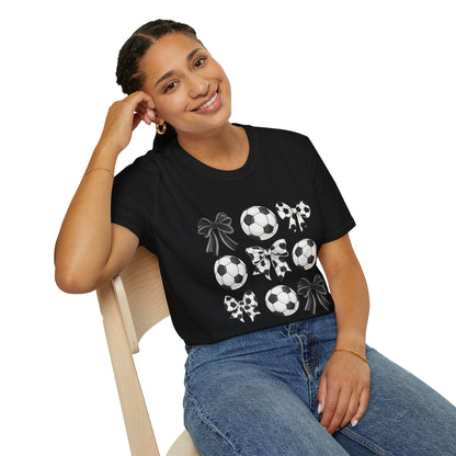 Soccer Ball & Coquette Bow Graphic Tee