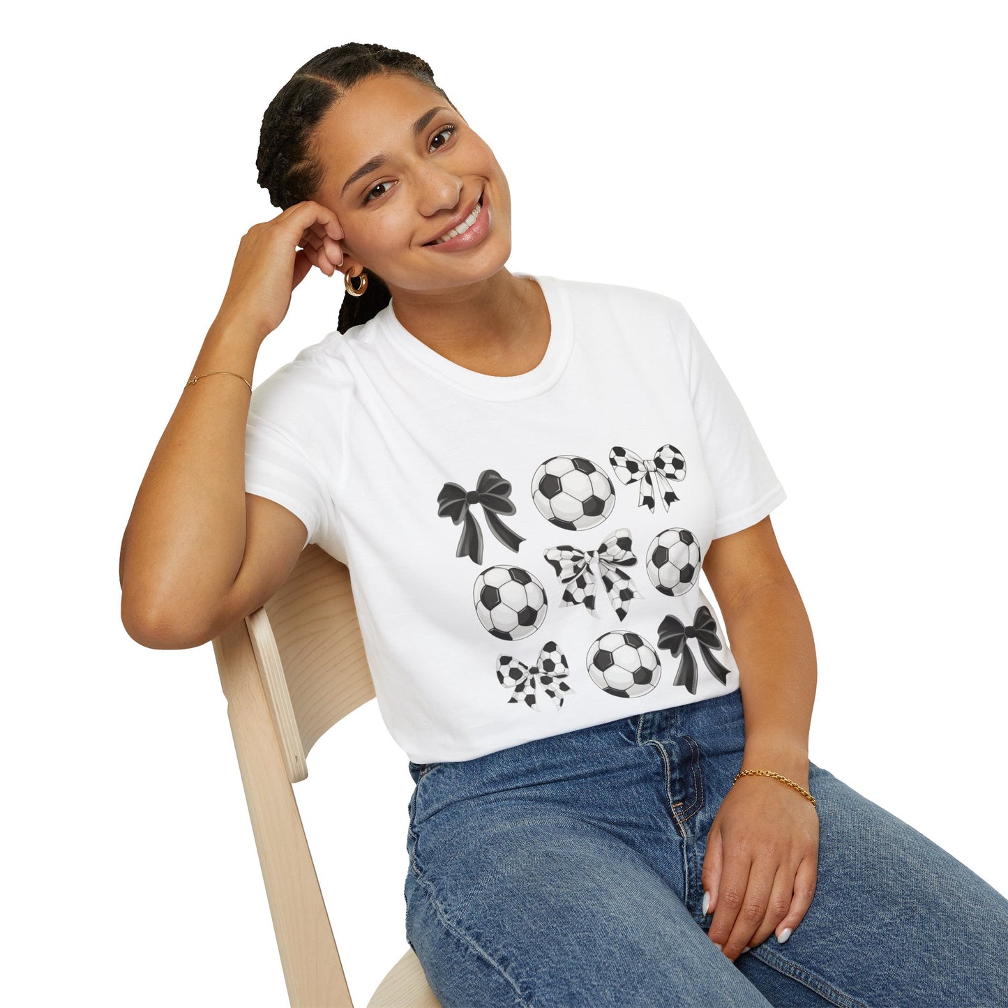 Soccer Ball & Coquette Bow Graphic Tee