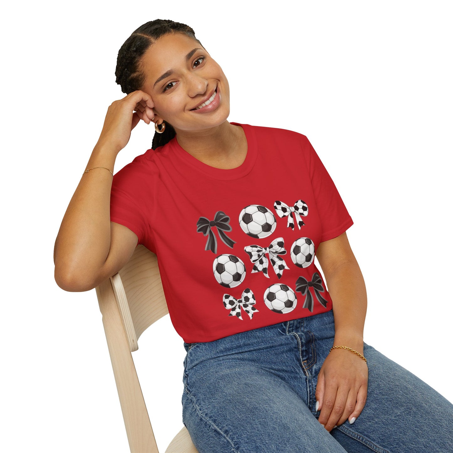 Soccer Ball & Coquette Bow Graphic Tee