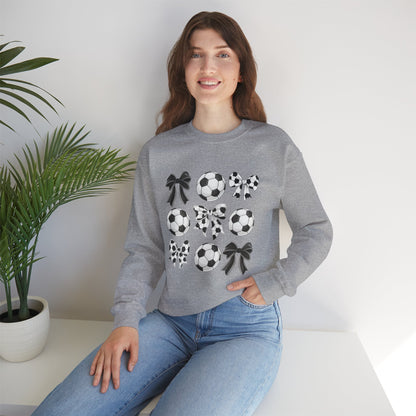 Soccer Ball & Coquette Bow Graphic Crewneck