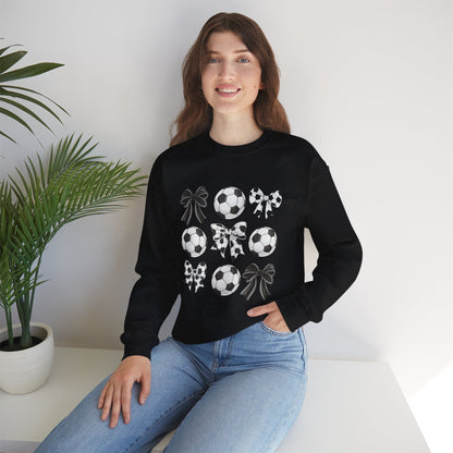 Soccer Ball & Coquette Bow Graphic Crewneck