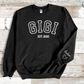 Personalized GiGi Sweatshirt with Kid Names on Sleeve, Mother's Day Gift, Birthday Gift for Mom, New Grandma Gift, Baby Announcement Gift