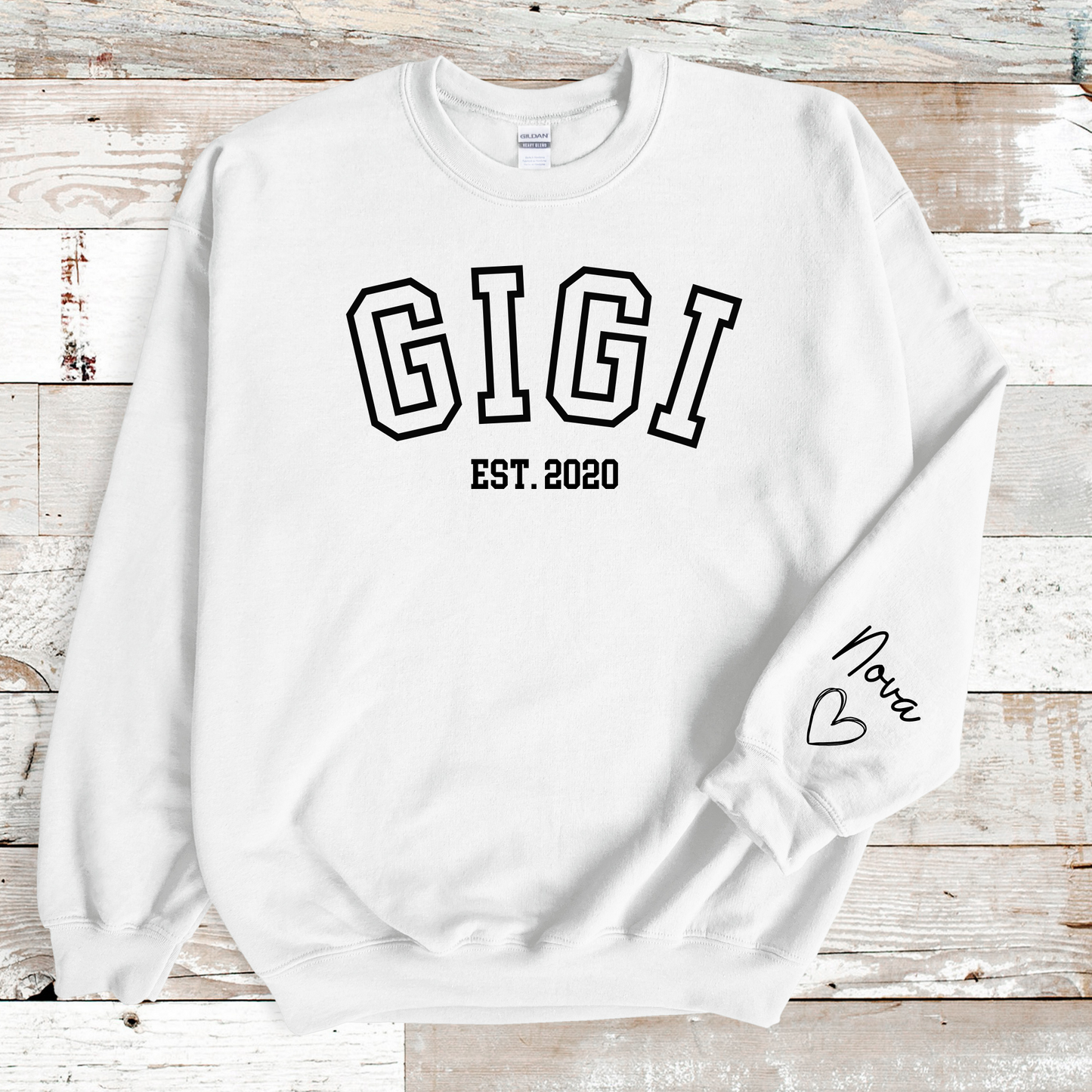 Personalized GiGi Sweatshirt with Kid Names on Sleeve, Mother's Day Gift, Birthday Gift for Mom, New Grandma Gift, Baby Announcement Gift