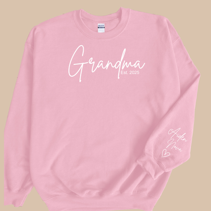 Personalized Grandma Sweatshirt with Grandkids’ Names & Established Year