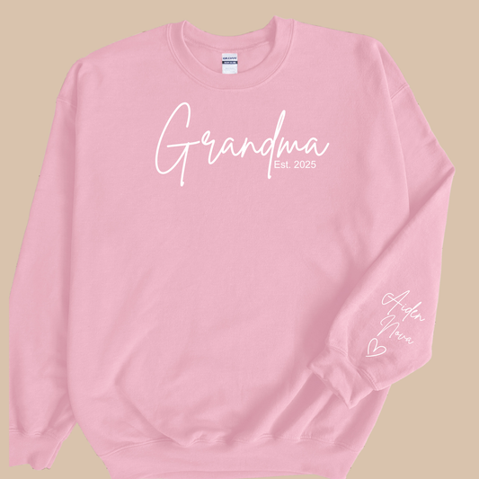Personalized Grandma Sweatshirt with Grandkids’ Names & Established Year
