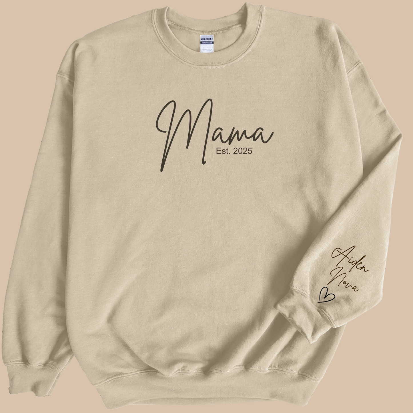 Personalized Mama Sweatshirt with Kid Names on Sleeve