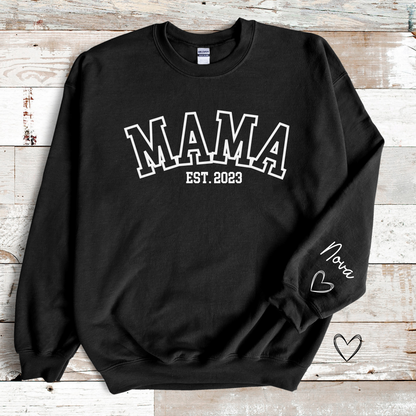 Personalized Mama Sweatshirt with Kid Names on Sleeve, Mothers Day Gift, Birthday Gift for Mom, New Mom Gift, Baby Shower Gift