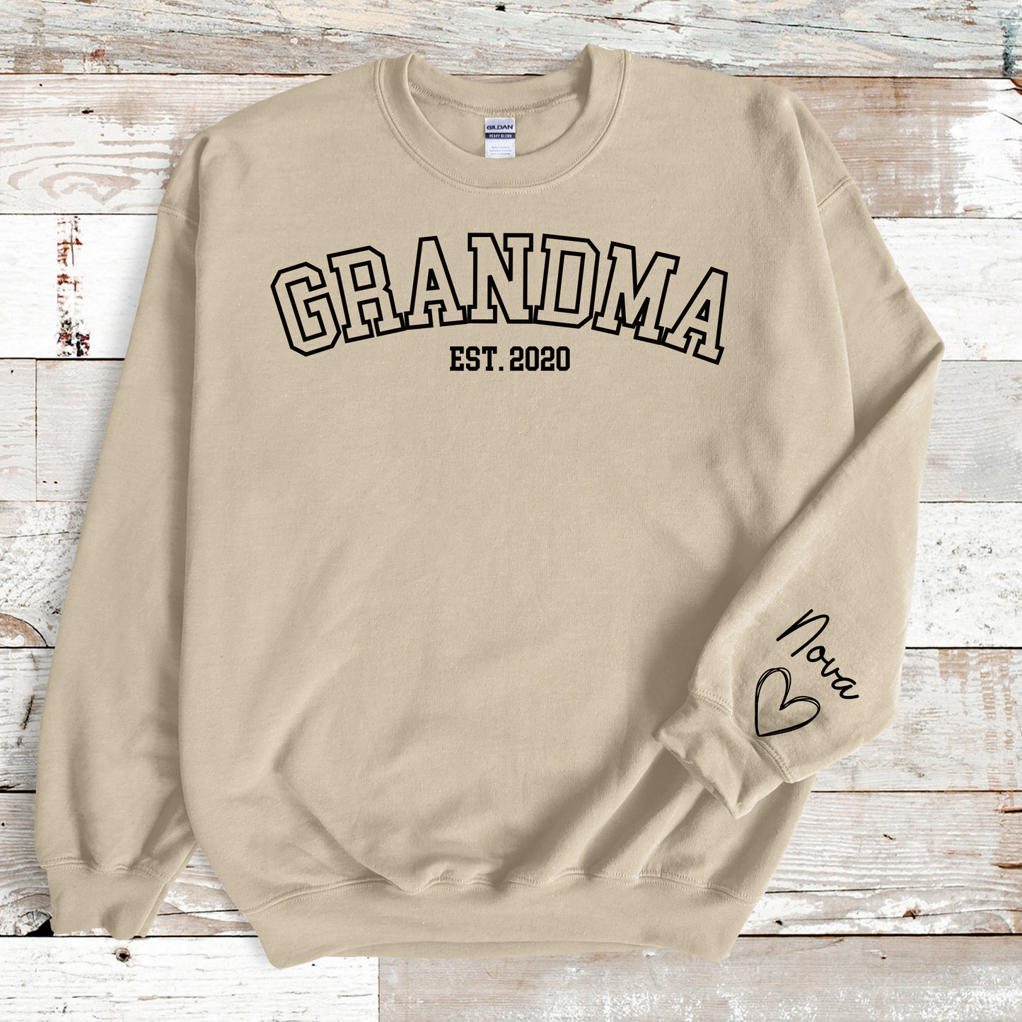 Personalized Grandma Sweatshirt with Kid Names on Sleeve, Mothers Day Gift, Baby Announcement Gift, Custom Gift for Mom, New Grandma Gift