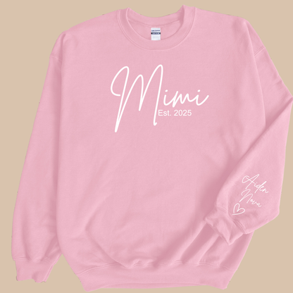 Personalized Mimi Sweatshirt with Grandkids’ Names & Established Year