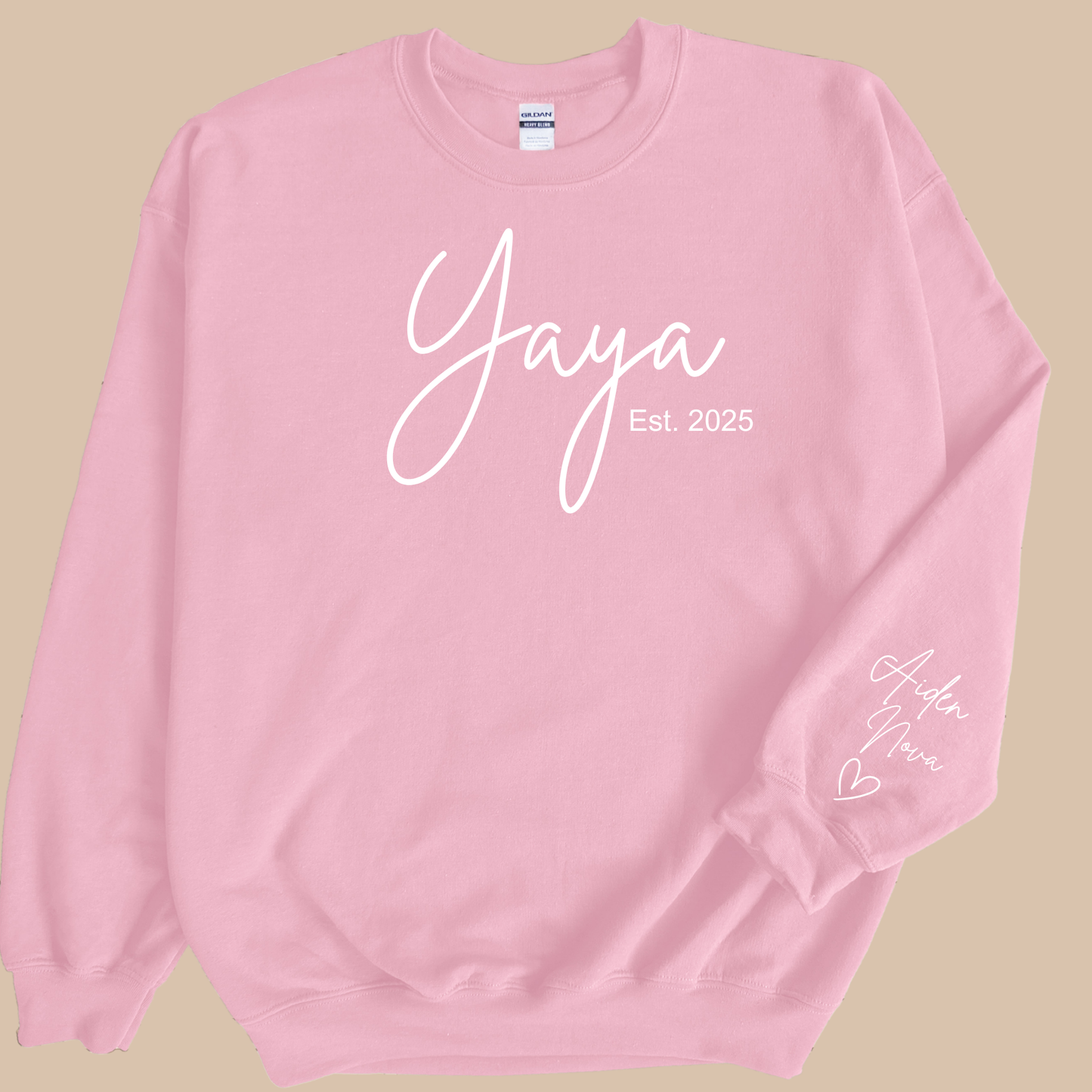 Personalized Yaya Sweatshirt with Grandkids’ Names & Established Year