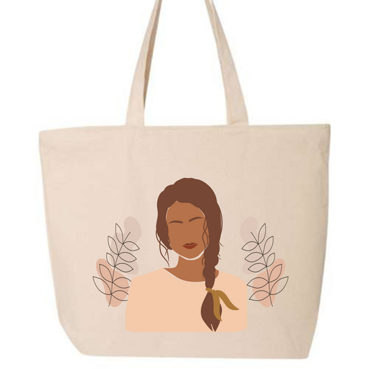 Abstract Lady With Braid Tote