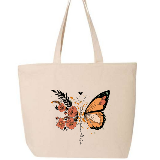 Magic In All of Us Butterfly Floral Tote