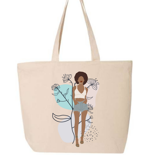 Abstract Floral Afro Beauty Tote