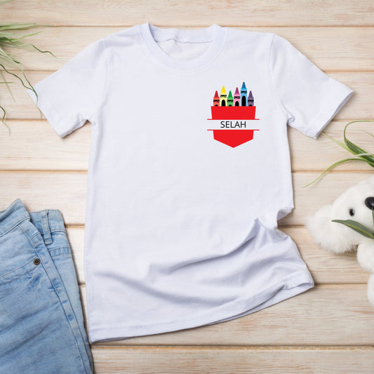 Personalized Back to School Kids Crayon Name T-Shirt