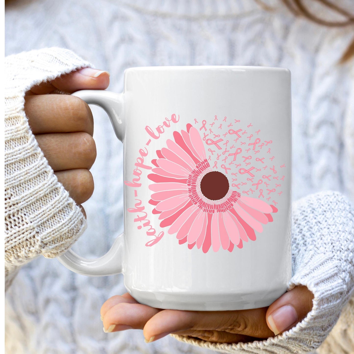 Faith Hope Love Breast Cancer Survivor Mug