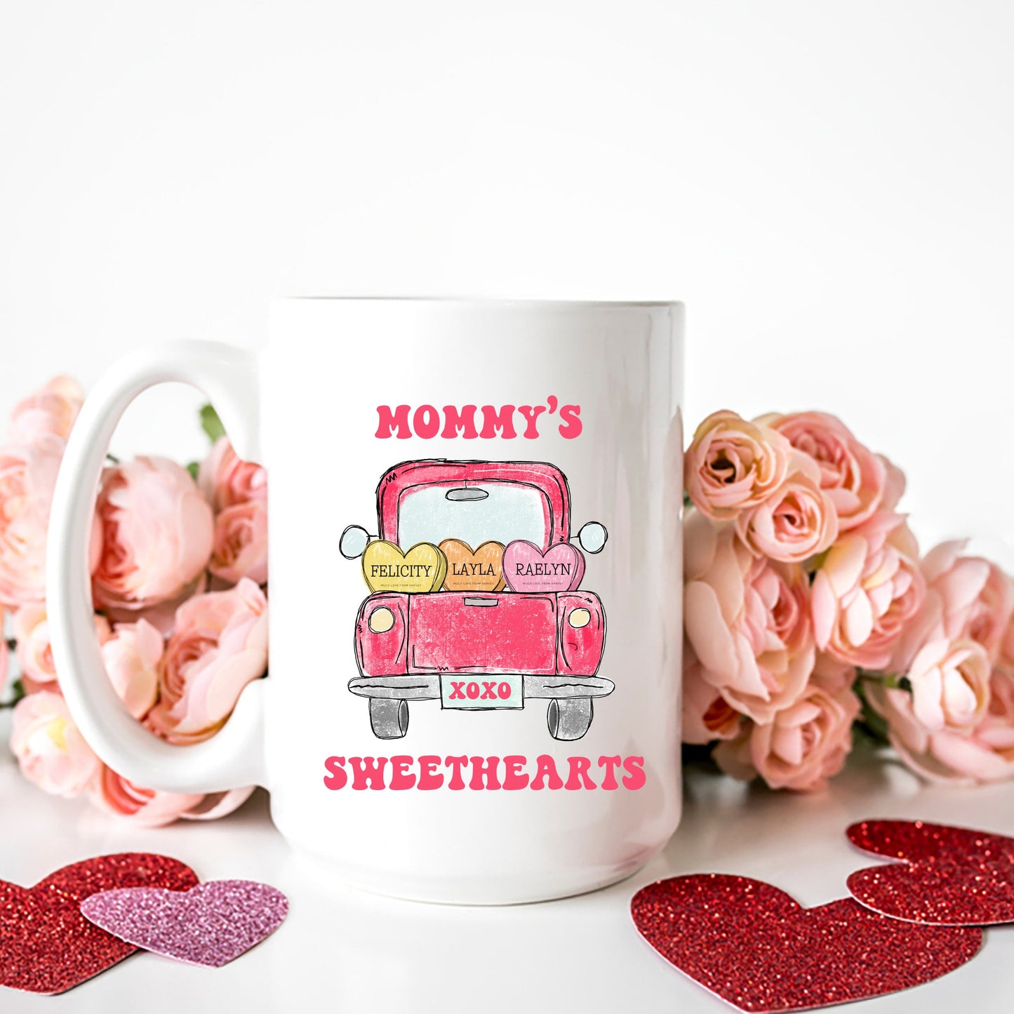 Mommy's Sweethearts Mug, Mama Valentine's Mug, Custom Grandma Gift, Personalized Mommy Mug, Mother's Day Gift, Gift for Her,