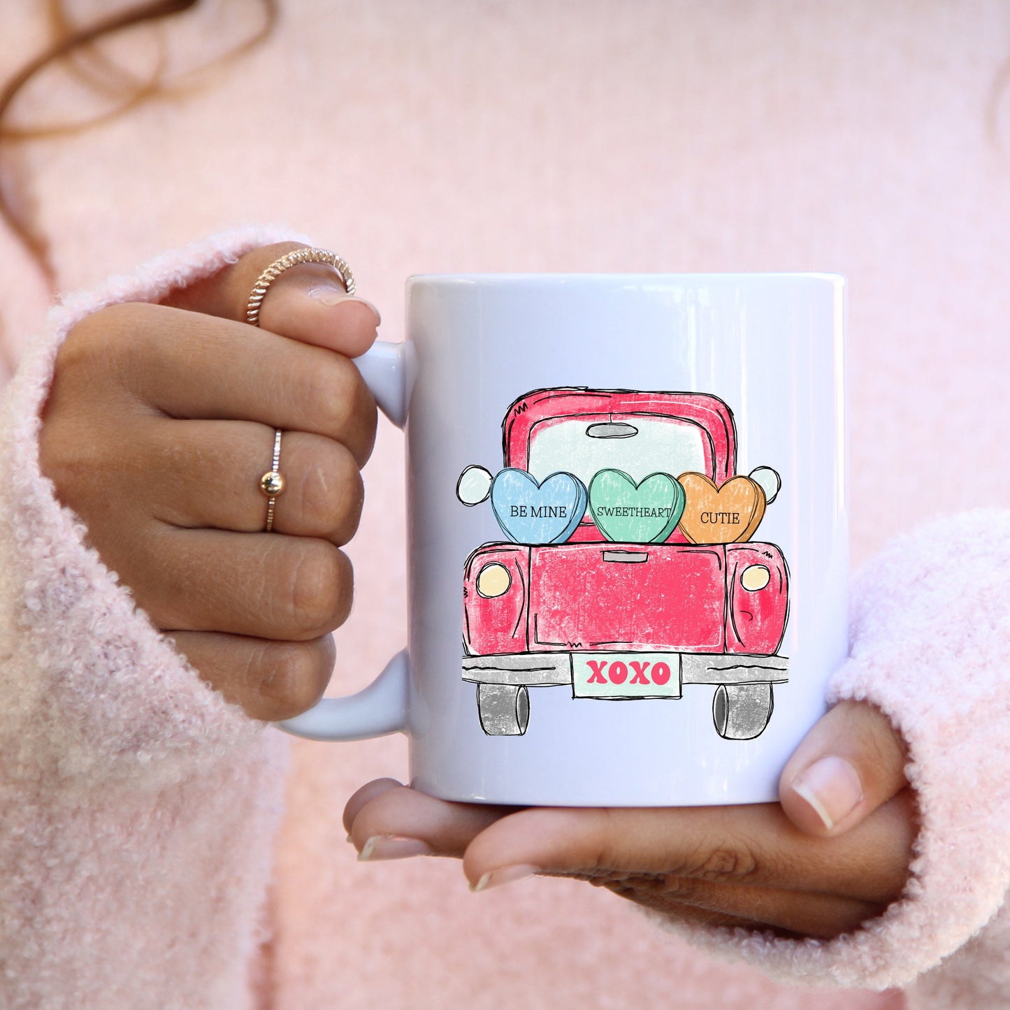 Valentine's Truck Mug, Sweetheart Mug, Valentine's Hearts Mug, Valentine's Gift for Her,