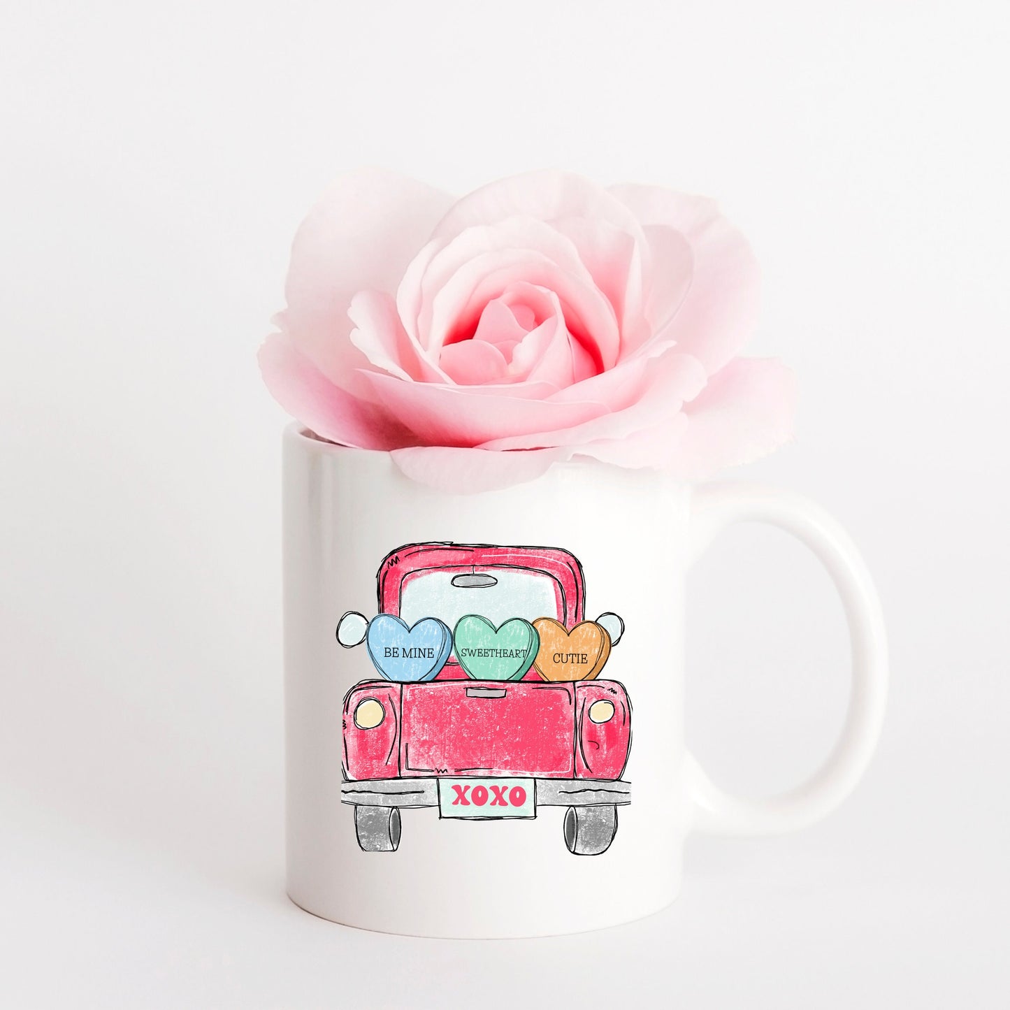Valentine's Truck Mug, Sweetheart Mug, Valentine's Hearts Mug, Valentine's Gift for Her,
